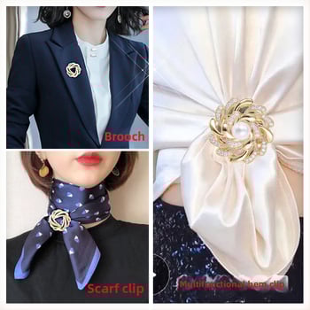 Šalles sprādze un poga ar ziedu motīvu, sakausējums, zeltījums, pielāgojams