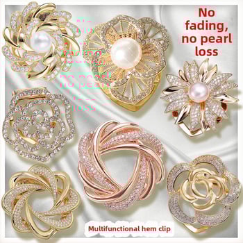 Šalles sprādze un poga ar ziedu motīvu, sakausējums, zeltījums, pielāgojams