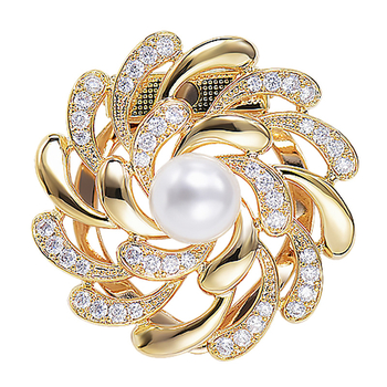 Šalles sprādze un poga ar ziedu motīvu, sakausējums, zeltījums, pielāgojams