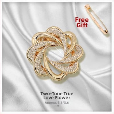 Šalles sprādze un poga ar ziedu motīvu, sakausējums, zeltījums, pielāgojams