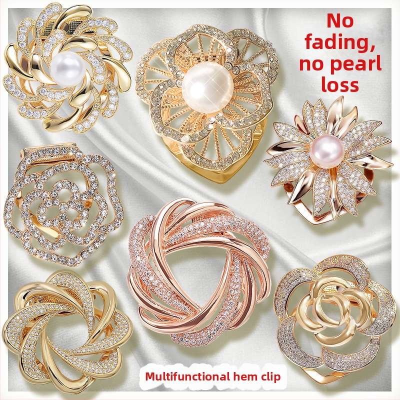 Spona na šál a brošňa s kvetinovým motívom, zliatina, zlatá povrchová úprava, prispôsobiteľné