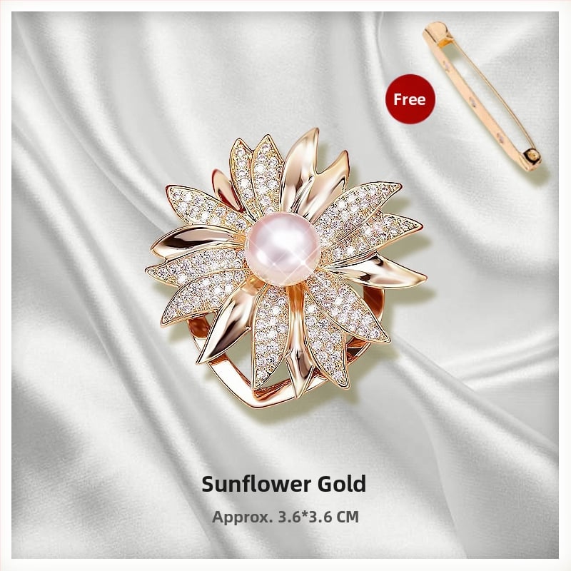 Šalles sprādze un poga ar ziedu motīvu, sakausējums, zeltījums, pielāgojams