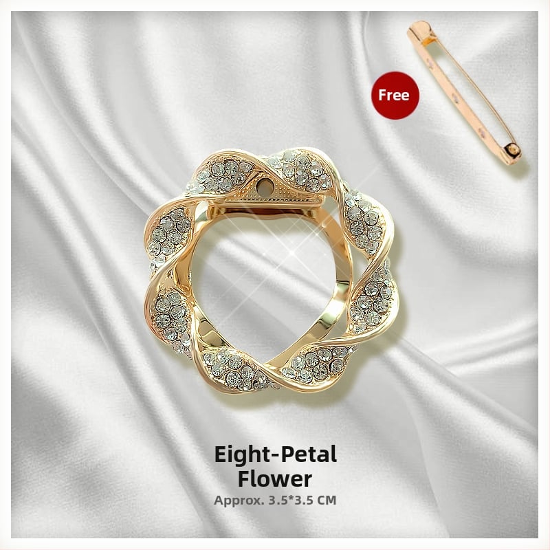 Šalles sprādze un poga ar ziedu motīvu, sakausējums, zeltījums, pielāgojams