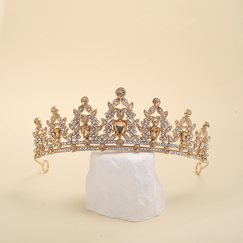Tijara za kosu od legure za vjenčanje, ženska kruna s kristalima, elektroplatiranje, lagani luksuz