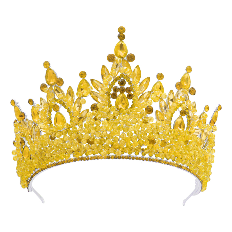 Сватбена корона за коса от сплав, електроплакиране, кристали и стъкло (Тип: корона; Стил: женски; Материал: сплав; Обработка: електроплакиране; Вид кристали: кристали и стъкло)