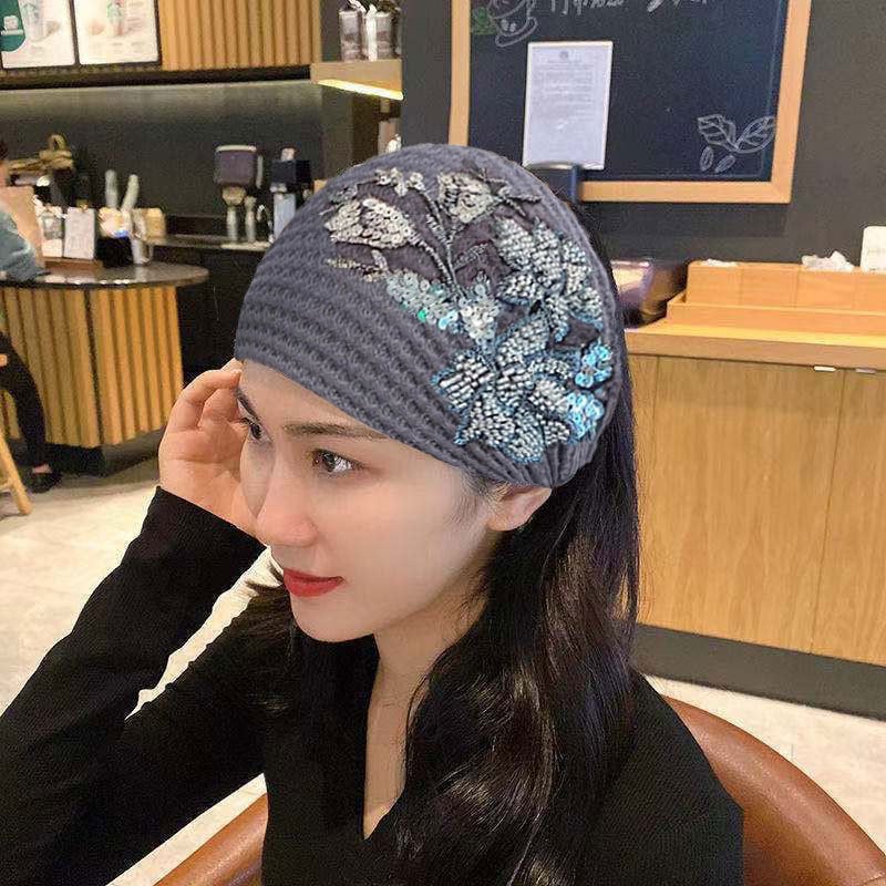 Kokvilnas auduma galvas lente ar ziediem, etniskā stilā ar retro noskaņu, sievietēm