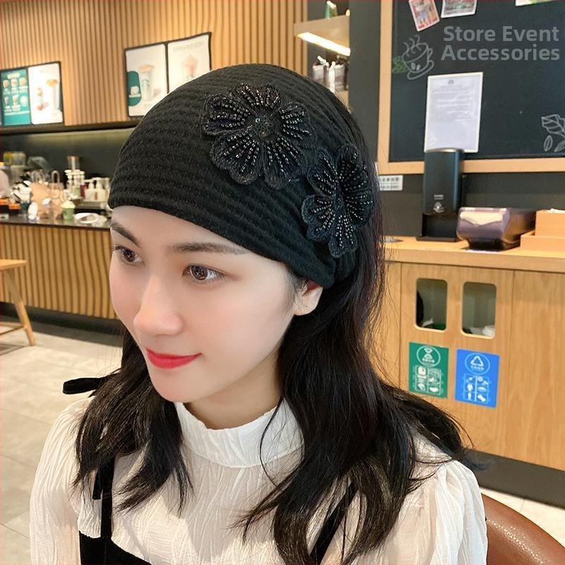 Kokvilnas auduma galvas lente ar ziediem, etniskā stilā ar retro noskaņu, sievietēm