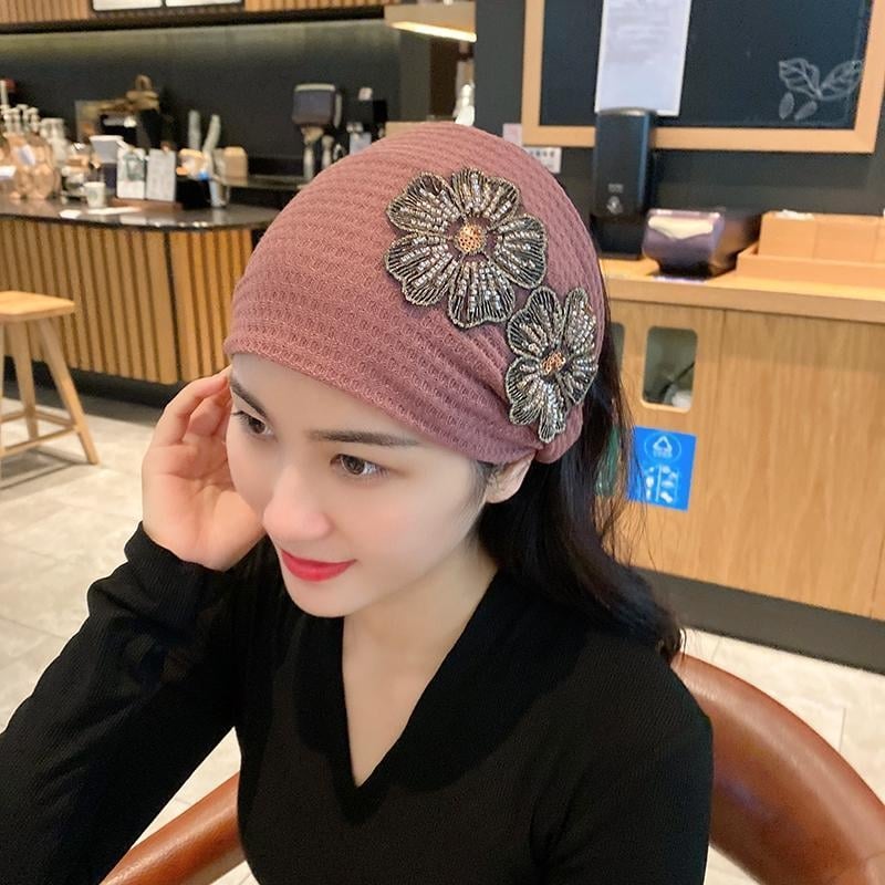 Kokvilnas auduma galvas lente ar ziediem, etniskā stilā ar retro noskaņu, sievietēm