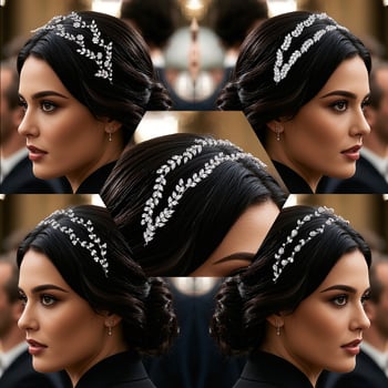 Quyaya Korejas stilā matu lente ar cirkoniem, ziedu forma, modelis Hs-j7380s