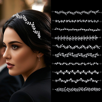 Quyaya Korejas stilā matu lente ar cirkoniem, ziedu forma, modelis Hs-j7380s