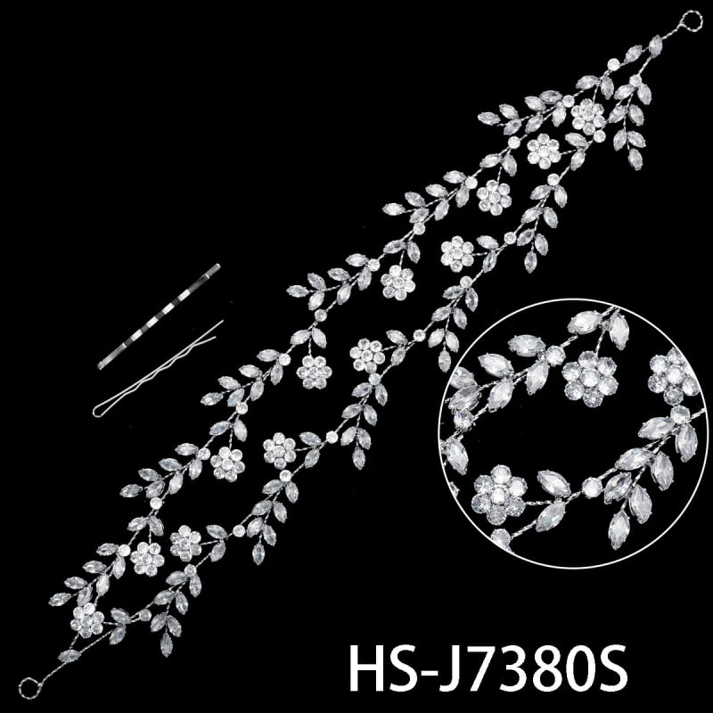 Quyaya Korejas stilā matu lente ar cirkoniem, ziedu forma, modelis Hs-j7380s