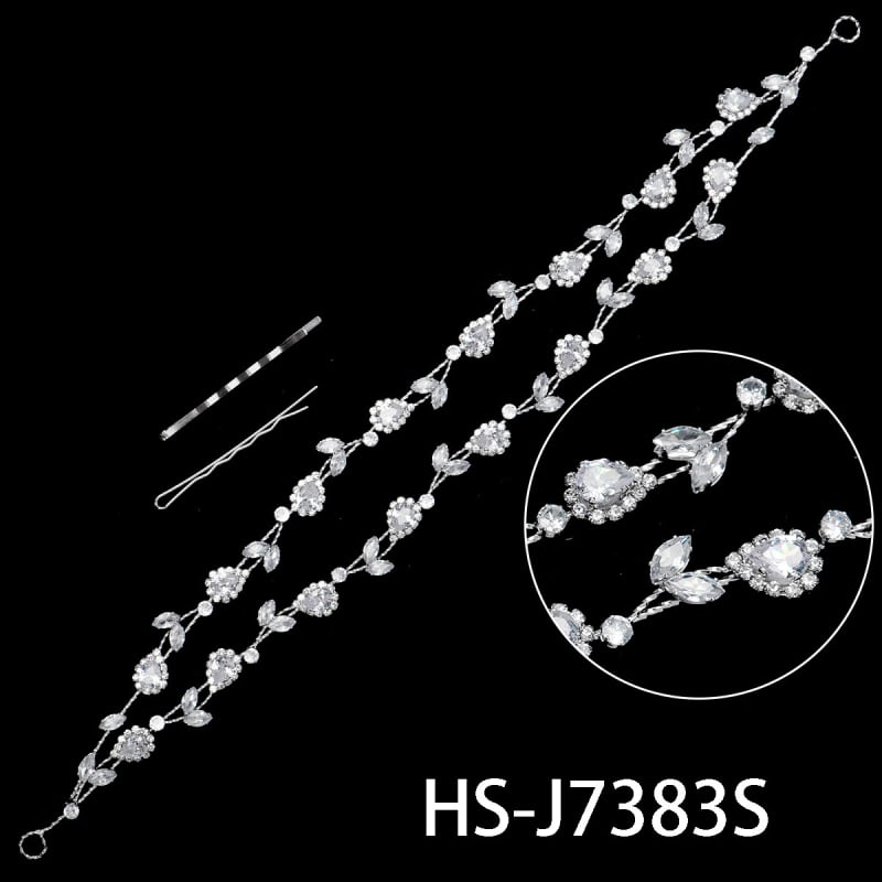 Quyaya Korejas stilā matu lente ar cirkoniem, ziedu forma, modelis Hs-j7380s