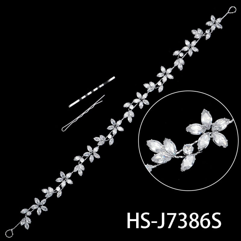 Quyaya Korejas stilā matu lente ar cirkoniem, ziedu forma, modelis Hs-j7380s