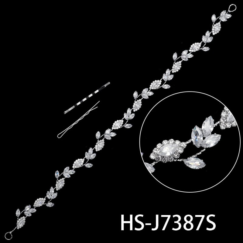 Quyaya Korejas stilā matu lente ar cirkoniem, ziedu forma, modelis Hs-j7380s