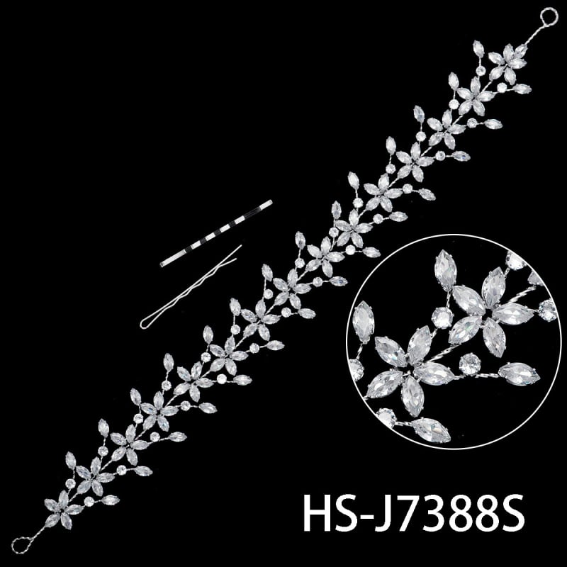 Quyaya Korejas stilā matu lente ar cirkoniem, ziedu forma, modelis Hs-j7380s