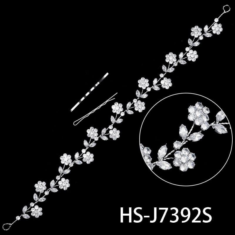 Quyaya Korejas stilā matu lente ar cirkoniem, ziedu forma, modelis Hs-j7380s