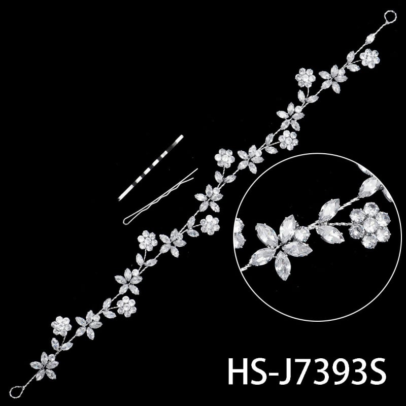 Quyaya Korejas stilā matu lente ar cirkoniem, ziedu forma, modelis Hs-j7380s