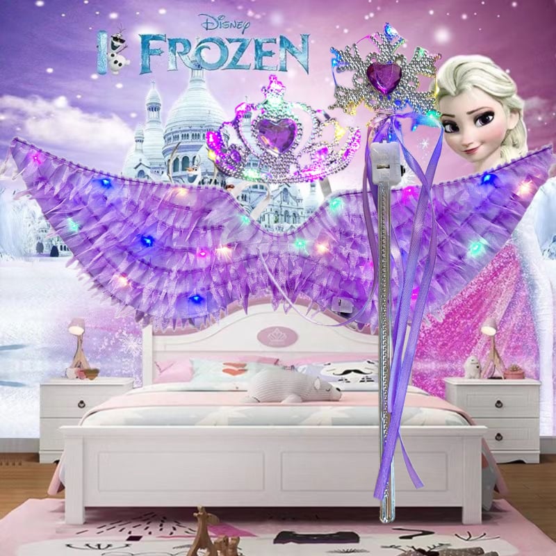 LED gaismas spārnu komplekts meitenēm – auduma spārni, gaismas kostīmu piederums bērniem 4–6 gadi