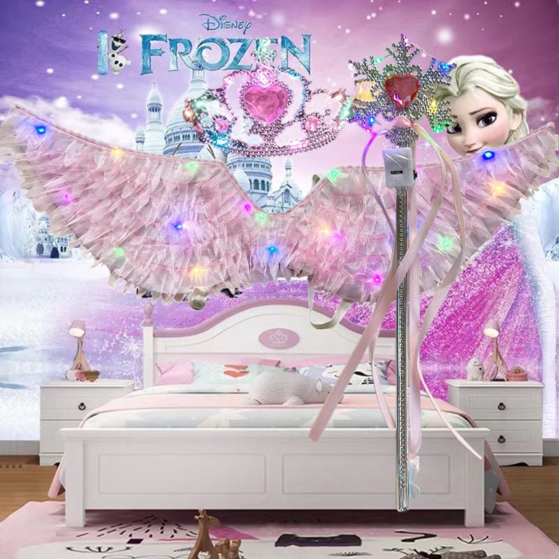 LED gaismas spārnu komplekts meitenēm – auduma spārni, gaismas kostīmu piederums bērniem 4–6 gadi