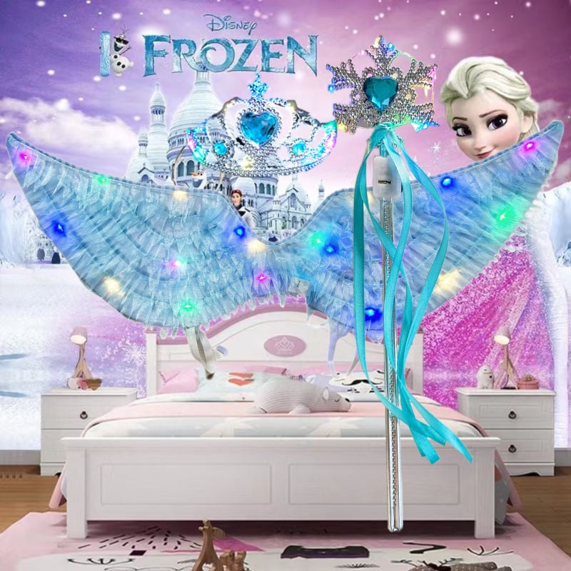 LED gaismas spārnu komplekts meitenēm – auduma spārni, gaismas kostīmu piederums bērniem 4–6 gadi