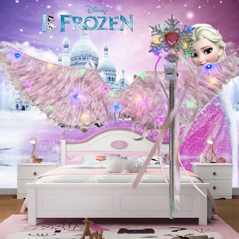 LED gaismas spārnu komplekts meitenēm – auduma spārni, gaismas kostīmu piederums bērniem 4–6 gadi