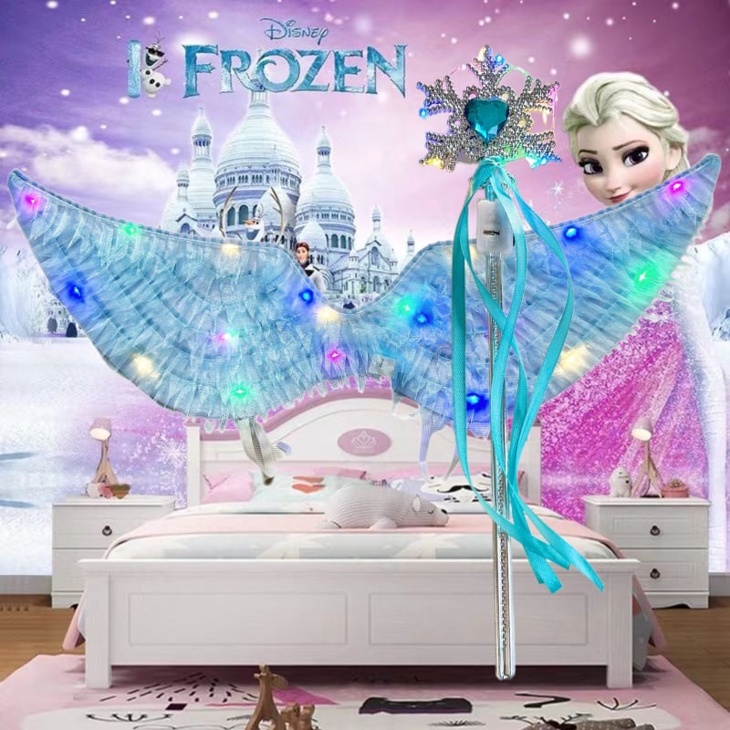 LED gaismas spārnu komplekts meitenēm – auduma spārni, gaismas kostīmu piederums bērniem 4–6 gadi