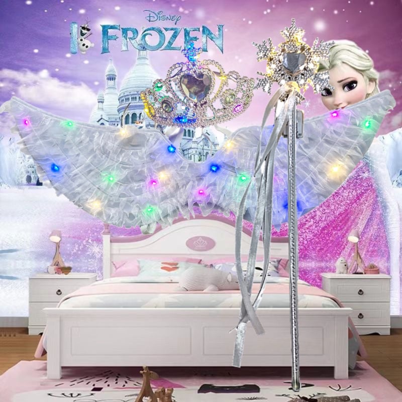 LED gaismas spārnu komplekts meitenēm – auduma spārni, gaismas kostīmu piederums bērniem 4–6 gadi