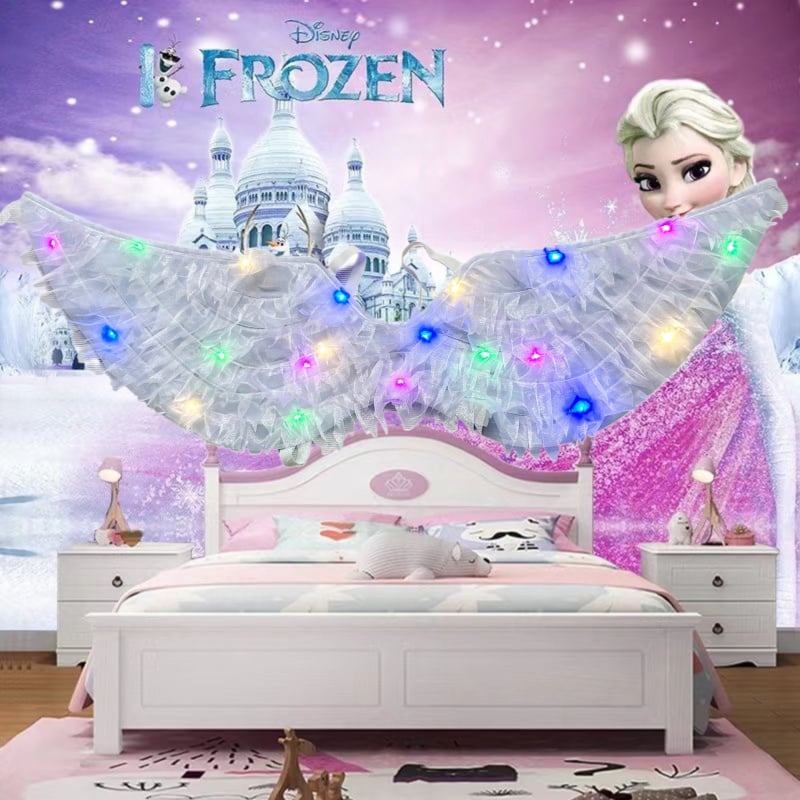 LED gaismas spārnu komplekts meitenēm – auduma spārni, gaismas kostīmu piederums bērniem 4–6 gadi