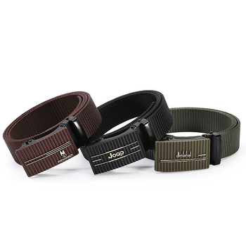 Vīriešu josta no poliestera auduma, dzelzs sprādze, automātiska aizdare, platums 2–4 cm