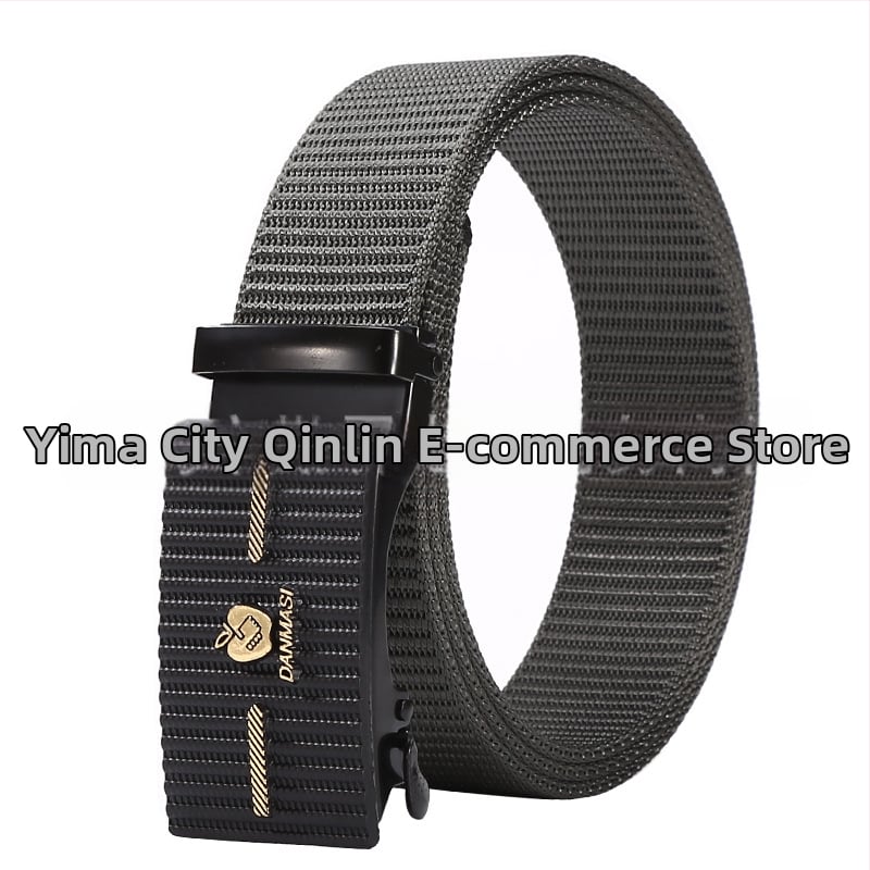 Vīriešu josta no poliestera auduma, dzelzs sprādze, automātiska aizdare, platums 2–4 cm