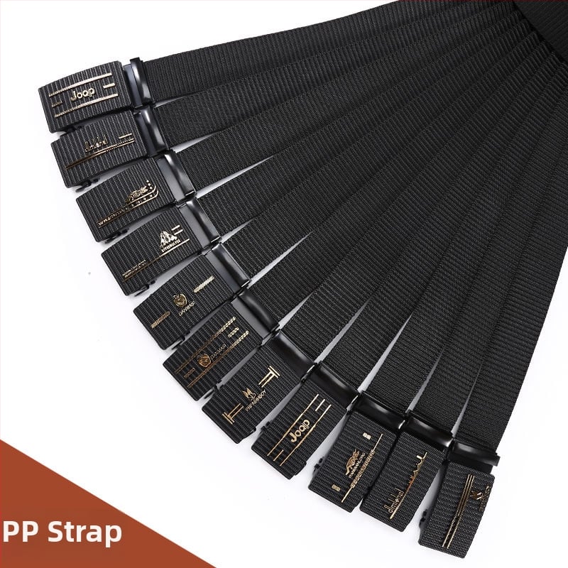 Vīriešu josta no poliestera auduma, dzelzs sprādze, automātiska aizdare, platums 2–4 cm