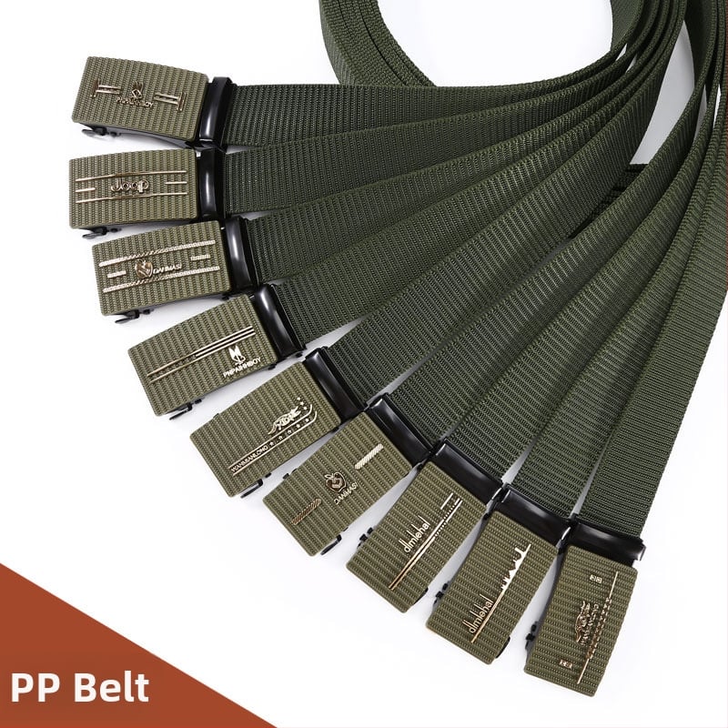 Vīriešu josta no poliestera auduma, dzelzs sprādze, automātiska aizdare, platums 2–4 cm