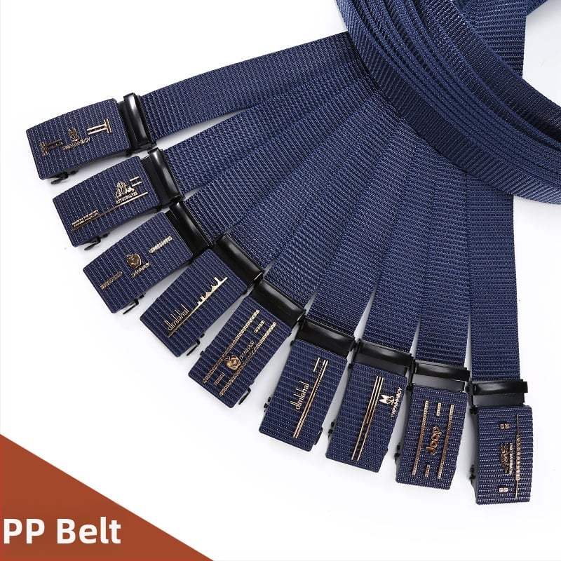 Vīriešu josta no poliestera auduma, dzelzs sprādze, automātiska aizdare, platums 2–4 cm