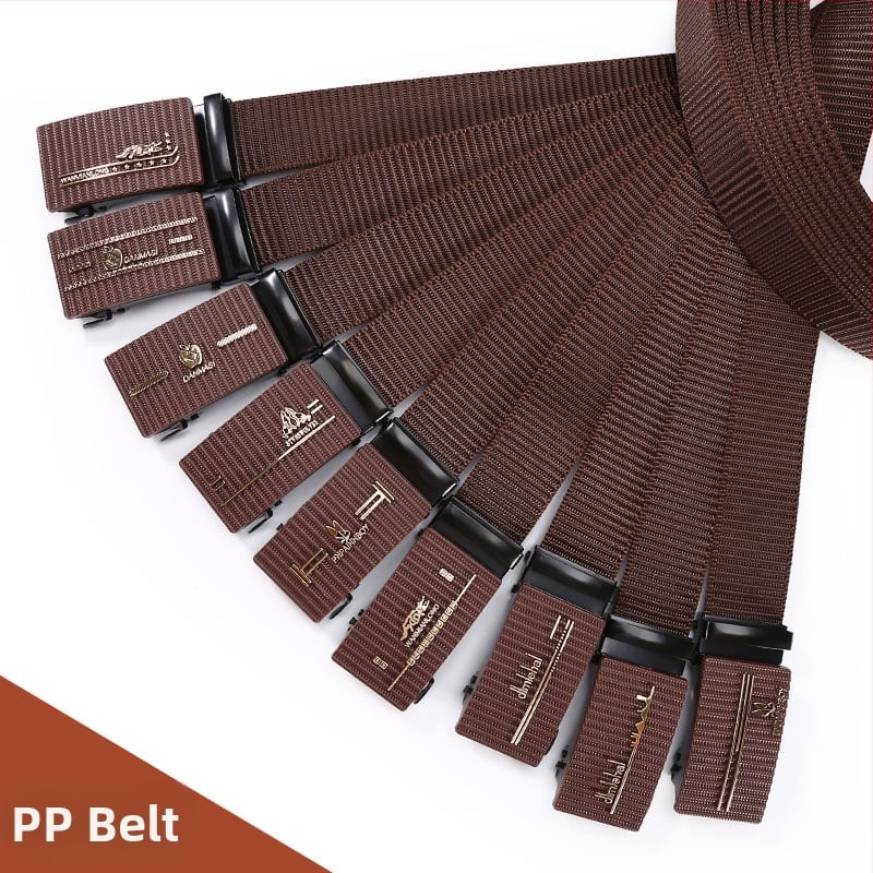 Vīriešu josta no poliestera auduma, dzelzs sprādze, automātiska aizdare, platums 2–4 cm