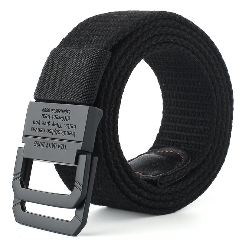 Kanvas josta vīrietim ar dubulto gredzeni sprādzei, šūts materiāls, sakausējuma sprādze, elektroplatinga apdare, personības stils