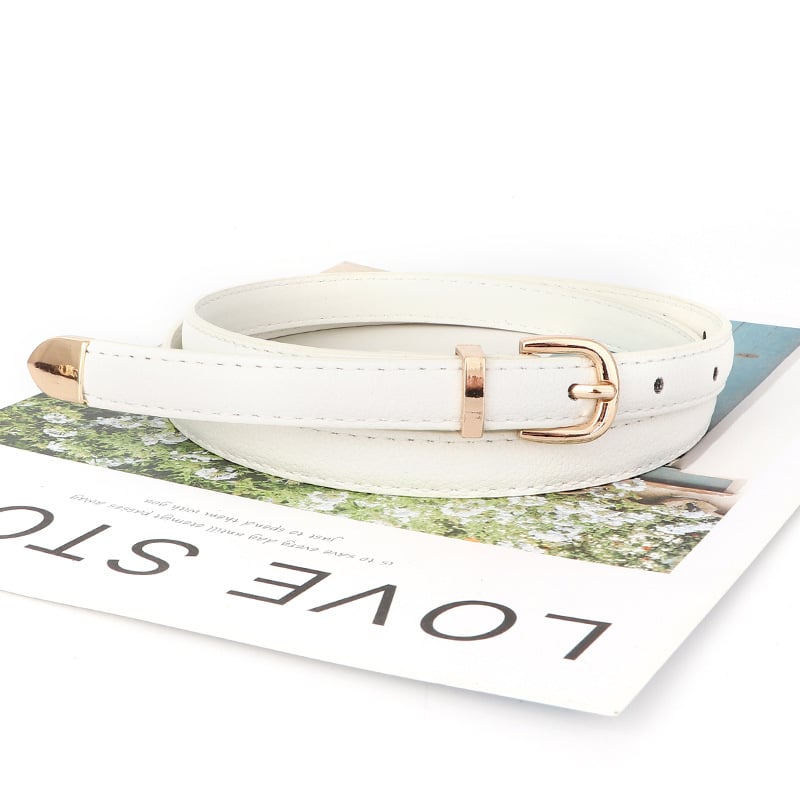 Korejas stilā kleita ar plānu vidukļa jostu, PU āda ar reljefu, sakausējuma sprādze, gluda aizdare, jostas platums <2 cm