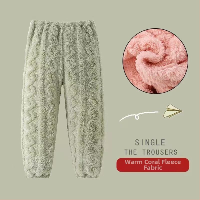 Vaikų šilti namų pižaminiai kelnių — koralinis velūras, 100% poliesteris, amžius 3–8 metai, žiema