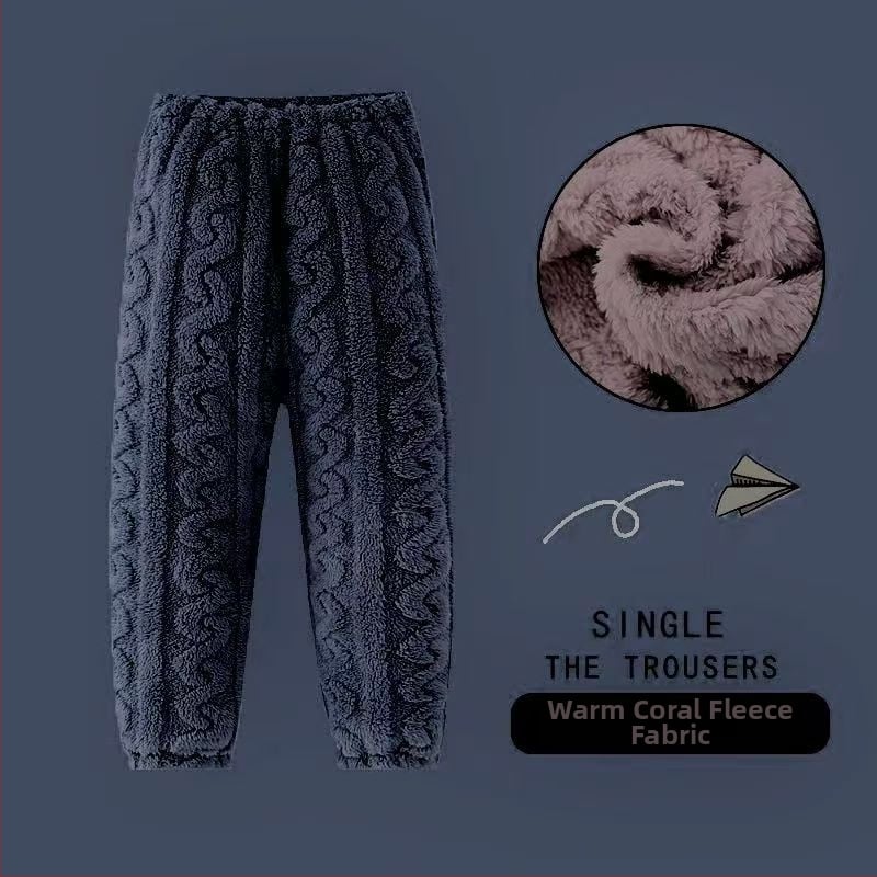 Vaikų šilti namų pižaminiai kelnių — koralinis velūras, 100% poliesteris, amžius 3–8 metai, žiema