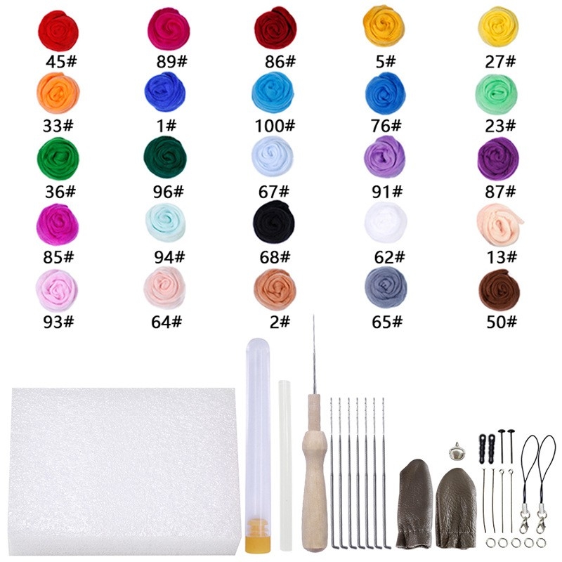 Punch Needle set od vunenog filca — sladak stil, jednostavna ručna izrada, materijali i dodaci za privjeske za lutke