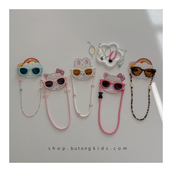 Bērnu saulesbrilles ar brillēm ķēdi - UV380 aizsardzība, pilns rāmis, lēcas PC, rāmis PC, bez polarizācijas