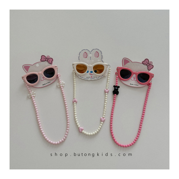 Bērnu saulesbrilles ar brillēm ķēdi - UV380 aizsardzība, pilns rāmis, lēcas PC, rāmis PC, bez polarizācijas