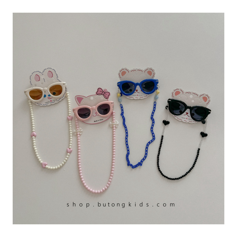 Bērnu saulesbrilles ar brillēm ķēdi - UV380 aizsardzība, pilns rāmis, lēcas PC, rāmis PC, bez polarizācijas