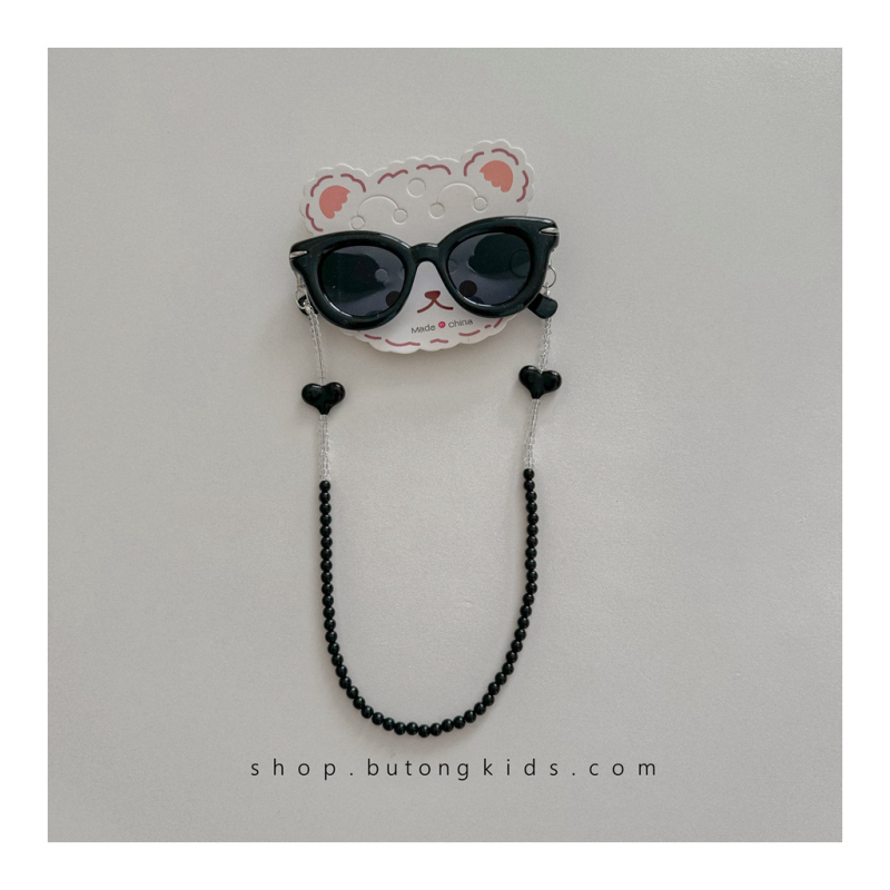 Bērnu saulesbrilles ar brillēm ķēdi - UV380 aizsardzība, pilns rāmis, lēcas PC, rāmis PC, bez polarizācijas