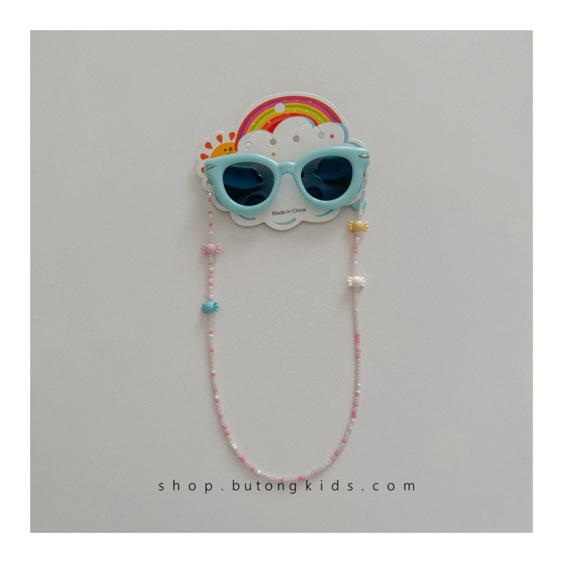 Bērnu saulesbrilles ar brillēm ķēdi - UV380 aizsardzība, pilns rāmis, lēcas PC, rāmis PC, bez polarizācijas