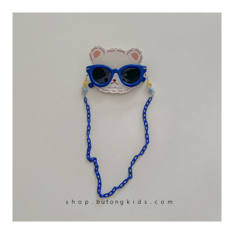 Bērnu saulesbrilles ar brillēm ķēdi - UV380 aizsardzība, pilns rāmis, lēcas PC, rāmis PC, bez polarizācijas