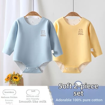 Unisex romper kūdikiams iš Corduroy su 96% triušio plaušų, ilgomis rankovėmis, pavasaris