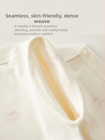 Kūdikio kombinezonas iš 100% medvilnės – unisex, ilgomis rankovėmis, pavasario–rudens sezonui, priekyje užsegamas vienu sageliu