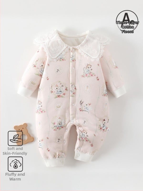 Kūdikio žieminis medvilninis kombinezonas su 60 g pūkų įdaru, priekinis užsegimas, ilgos rankovės