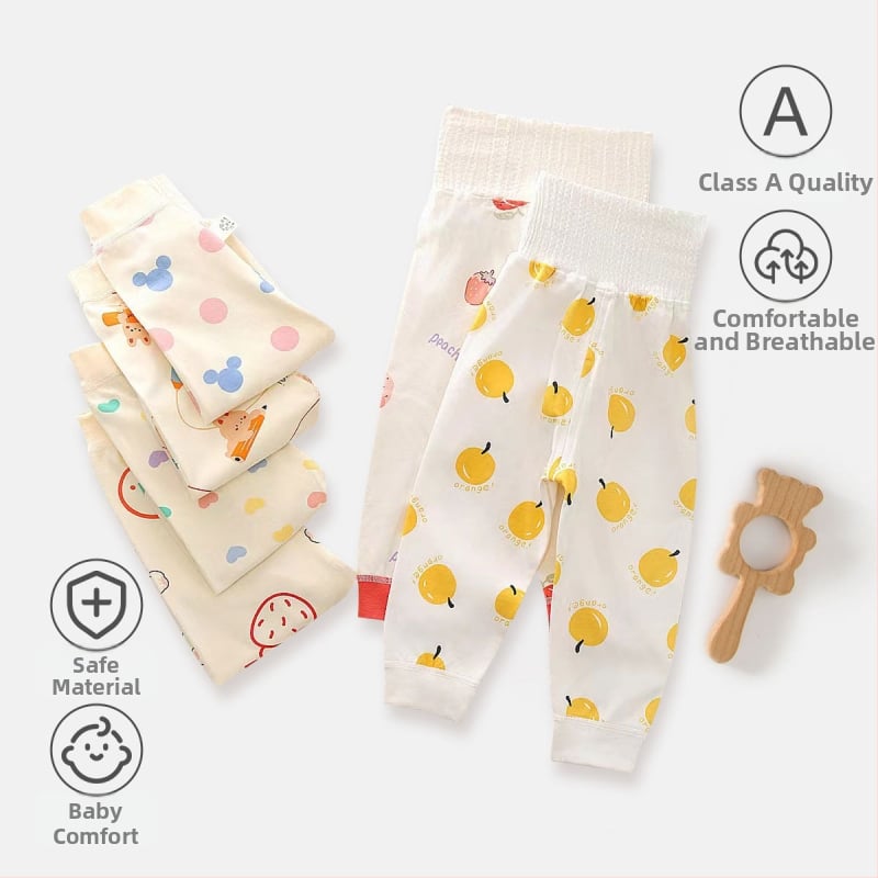 Kūdikių aukšto juosmens kelnytės pilvo apsaugai, 100% medvilnė, švelniai šveičiama medžiaga, unisex, ruduo–žiema, amžiaus grupė 1–3 metų