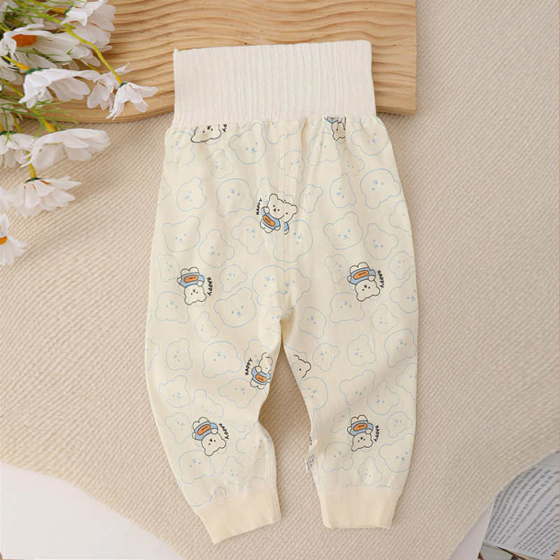 Kūdikių aukšto juosmens kelnytės pilvo apsaugai, 100% medvilnė, švelniai šveičiama medžiaga, unisex, ruduo–žiema, amžiaus grupė 1–3 metų